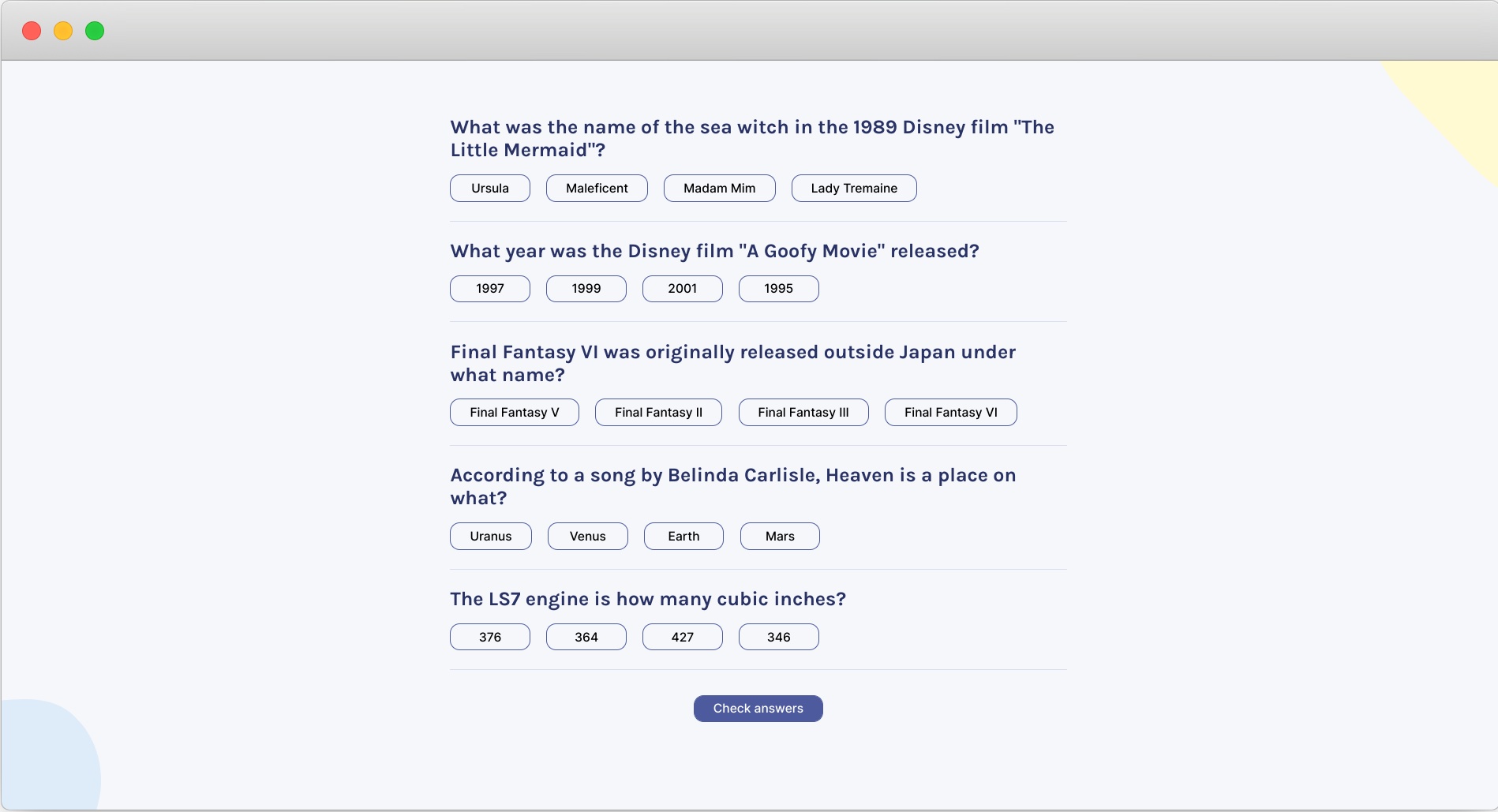 this is an image of the quizzical app